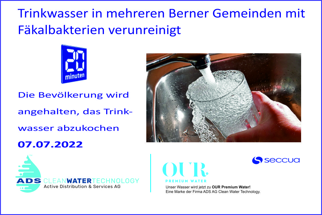 Trinkwasser in mehreren Berner Gemeinden mit Fäkalbakterien verunreinigt.